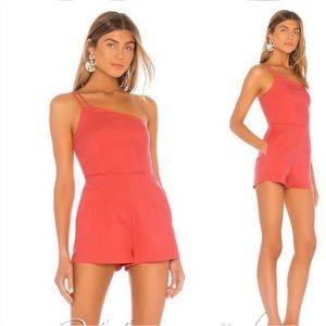 Superdown Ramona Double Strap Romper in Coral , XS